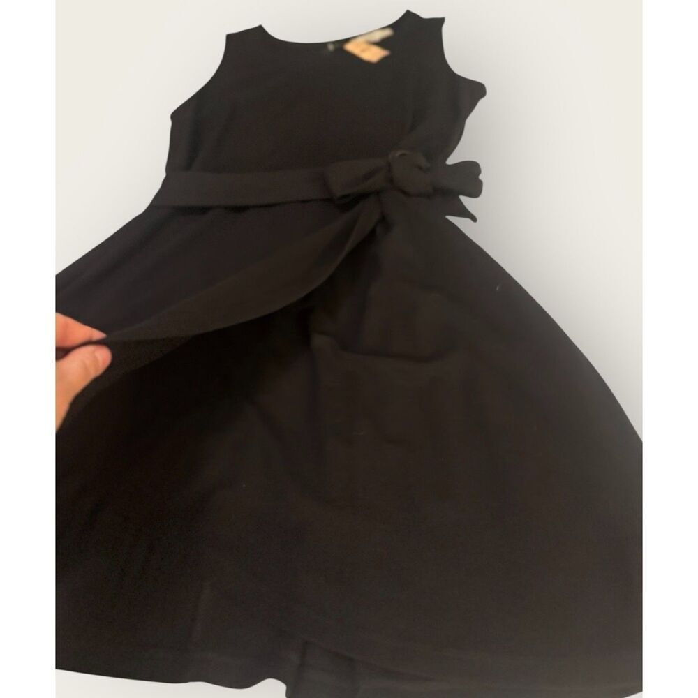 LOFT Plus NWT Dress sz16 Black Knee High Sleeveless Belted Stretch Knit Career - Picture 5 of 15